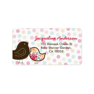 Candy Pop Damask Küken Baby Shower Adressetiketten