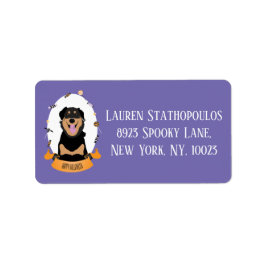 Candy Portrait Rottweiler Dog Lila Orange Adressaufkleber