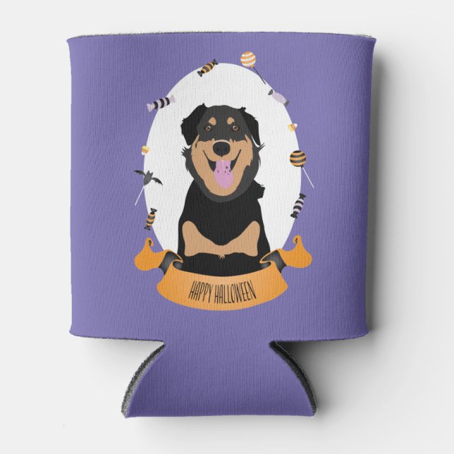 Candy Portrait Rottweiler Dog Lila Orange Dosenkühler (Vorderseite)
