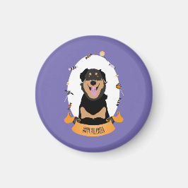 Candy Portrait Rottweiler Dog Lila Orange Magnet