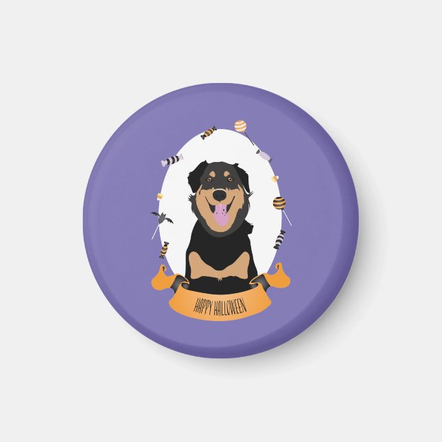 Candy Portrait Rottweiler Dog Lila Orange Magnet (Vorne)