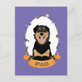Candy Portrait Rottweiler Dog Lila Orange Postkarte