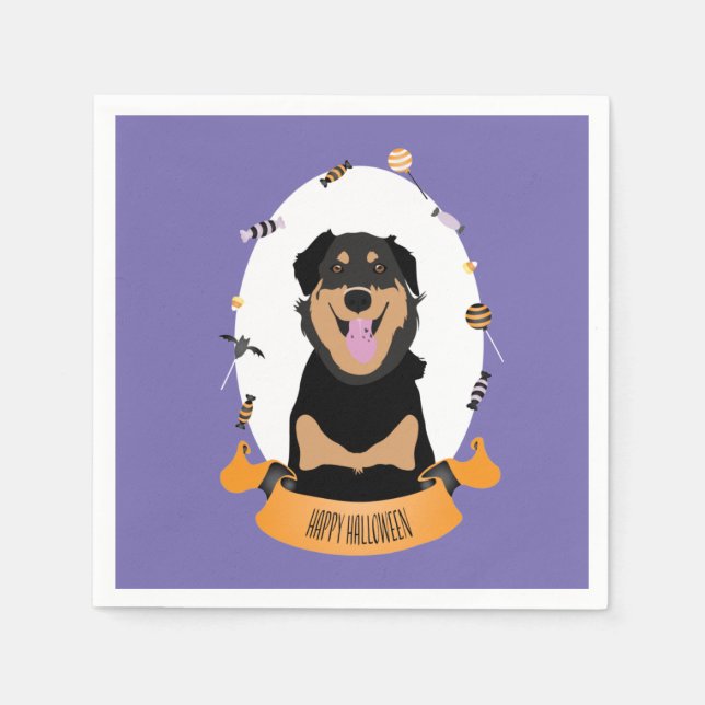 Candy Portrait Rottweiler Dog Lila Orange Serviette (Vorderseite)