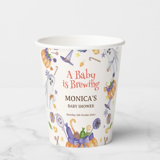 Candy Pumpkin Ghosts Halloween Baby Begrüßungszeic Pappbecher (Rückseite)