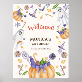 Candy Pumpkin Ghosts Halloween Baby Begrüßungszeic Poster