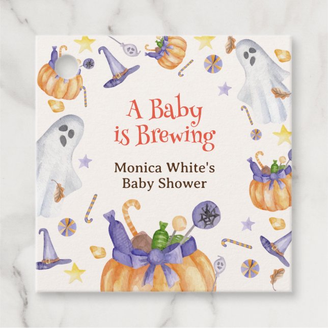 Candy Pumpkin Ghosts Halloween Baby Brewing Dusche Geschenkanhänger (Vorderseite)