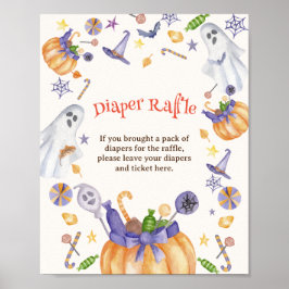 Candy Pumpkin Ghosts Halloween Diaper Raffle Sign Poster