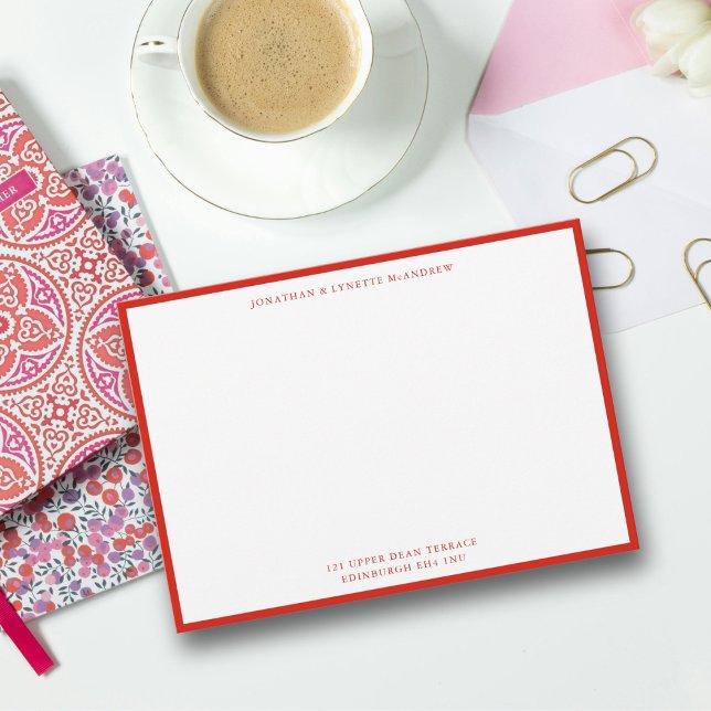 Candy Red Classic Border Flat Note Card Mitteilungskarte (Von Creator hochgeladen)