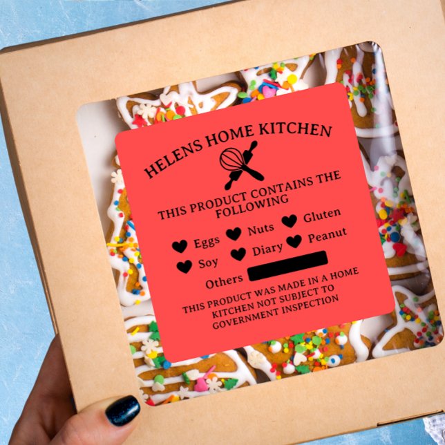 Candy Red Food Allergy Alert Bakery Sticker (Von Creator hochgeladen)
