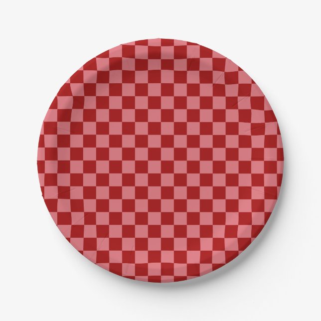 Candy Red und Candy Pink Checkerboard Pappteller (Vorderseite)