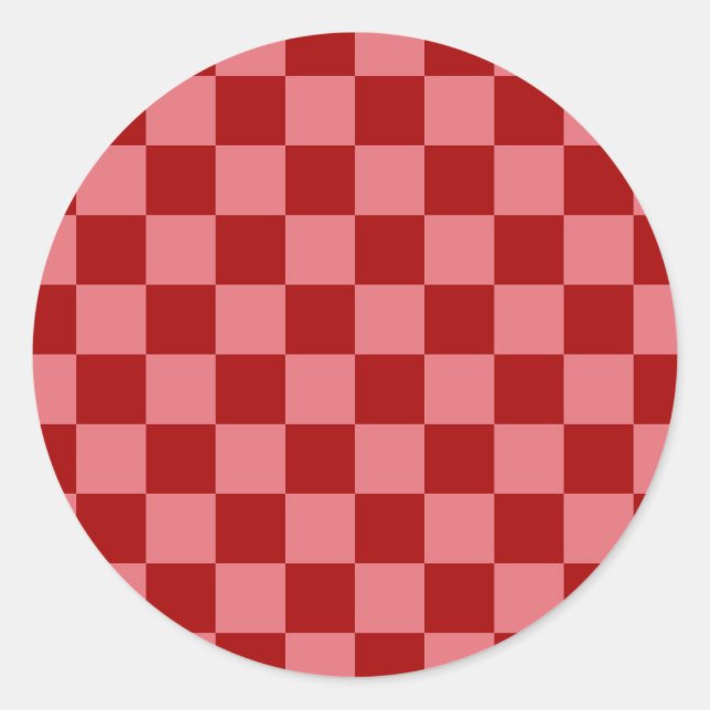 Candy Red und Candy Pink Checkerboard Runder Aufkleber (Vorderseite)