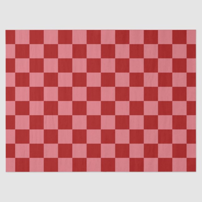 Candy Red und Candy Pink Checkerboard Seidenpapier (Vorderseite)