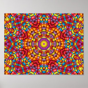 Candy Rot Gelb Orange Vintage Kaleidoskop Poster