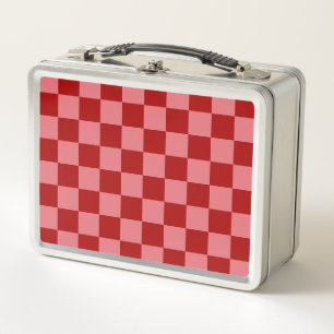 Candy Rot und Candy Pink Schachbrettmuster Metall Brotdose
