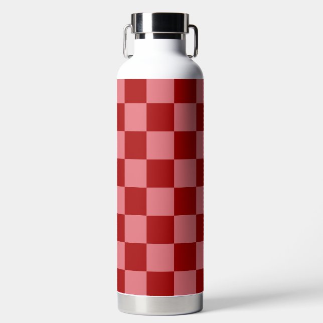 Candy Rot und Candy Pink Schachbrettmuster Trinkflasche (Vorderseite)
