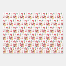 Candy Santa Christmas Pattern Wasserfarbe Geschenkpapier Set