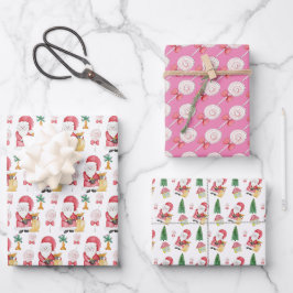 Candy Santa Christmas Pattern Wasserfarbe Geschenkpapier Set