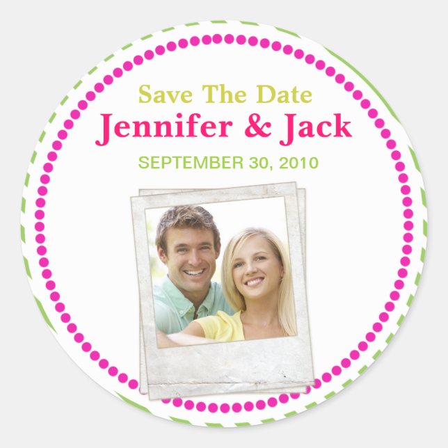 Candy Save the Date Aufkleber mit Foto (Vorderseite)