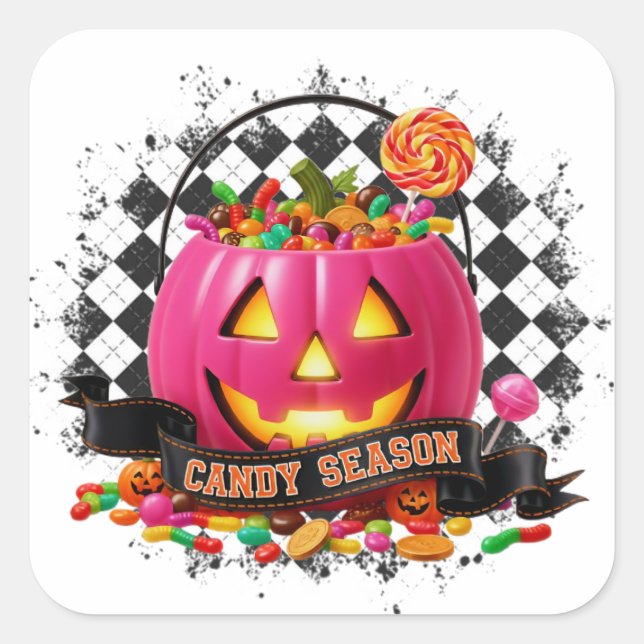 Candy Season Quadratischer Aufkleber (Vorderseite)
