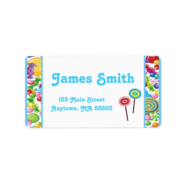 Candy Shop Blue Boy Address Labels Adressaufkleber (Vorne)