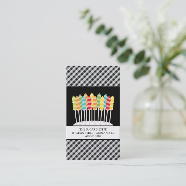 Candy Shop Business Cards Visitenkarte (Stehend Vorderseite)