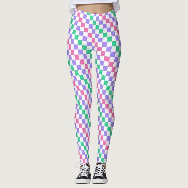Candy shop diagonal checkerboard pattern leggings (Vorderseite)