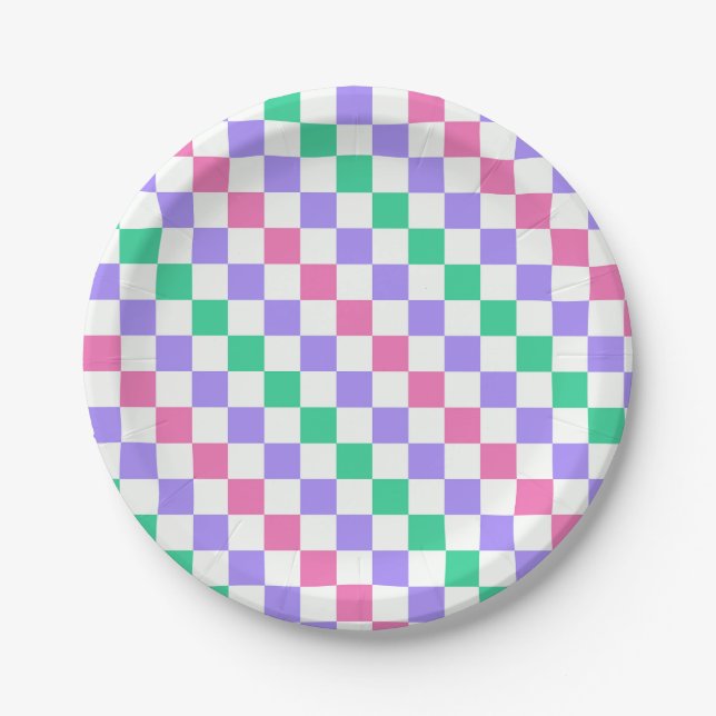 Candy shop diagonal checkerboard pattern pappteller (Vorderseite)