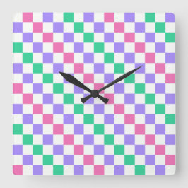 Candy shop diagonal checkerboard pattern quadratische wanduhr