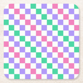 Candy shop diagonal checkerboard pattern rechteckiger pappuntersetzer