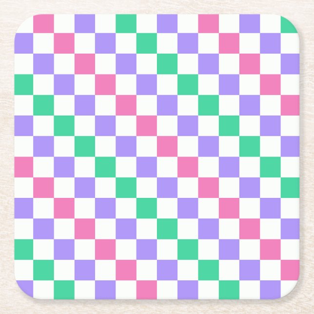 Candy shop diagonal checkerboard pattern rechteckiger pappuntersetzer (Vorderseite)