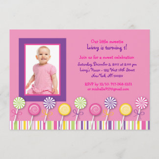 Candy Shop Lollipop Einladungen zum Geburtstag