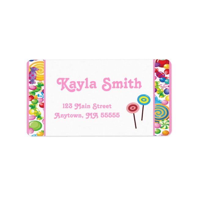 Candy Shop Pink Girl Address Labels Adressaufkleber (Vorne)