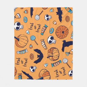 Candy Skull Pumpkin Bat Nahtlose Muster. Fleecedecke