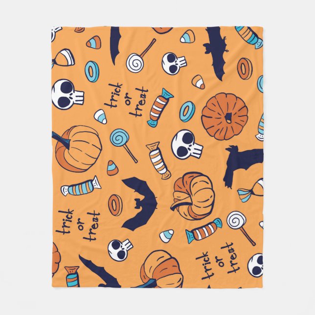 Candy Skull Pumpkin Bat Nahtlose Muster. Fleecedecke (Vorderseite)