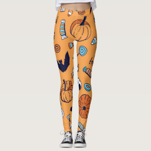 Candy Skull Pumpkin Bat Nahtlose Muster. Leggings