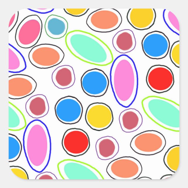 Candy Spots Quadratischer Aufkleber (Vorderseite)