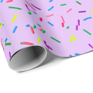 Candy Sprinkles auf Lila Geschenkpapier