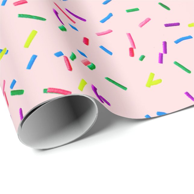 Candy Sprinkles auf rosa Geschenkpapier (Rolleneckpunkt)