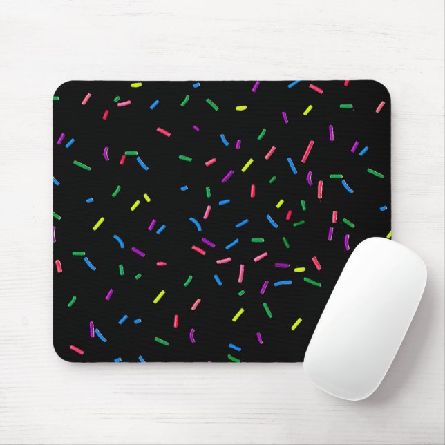 Candy Sprinkles auf schwarz Mousepad (Mit Mouse)