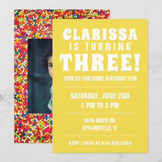 Candy Sprinkles Geburtstagsparty Foto Einladung