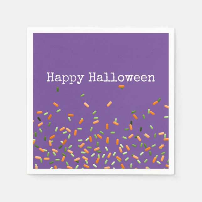 Candy Sprinkles Happy Halloween Orange Green Serviette (Vorderseite)