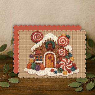 Candy Stickerei Gingerbrot House Design Feiertagskarte