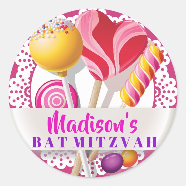 CANDY STORE Bat Mitzvah Geschenk Party Sticker (Vorderseite)