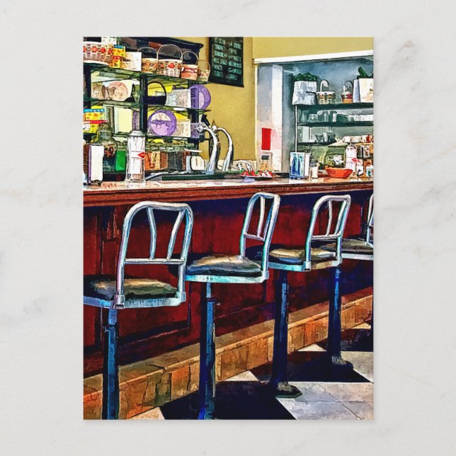 Candy Store mit Soda Fountain Postkarte (Vorderseite)