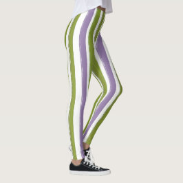 Candy Stripe Art Grün Lila vertikaler Streifen Leggings