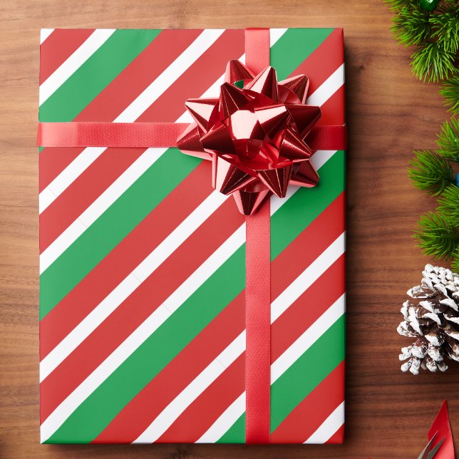 Candy Stripe Christmas Red Green Geschenkpapier (Von Creator hochgeladen)