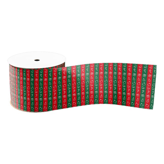 Candy Stripe Doodle Weihnachtsband Ripsband (Spule)