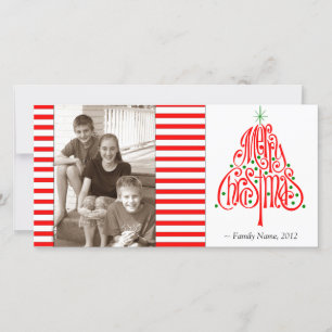 Candy Stripe Foto Weihnachtskarte Feiertagskarte