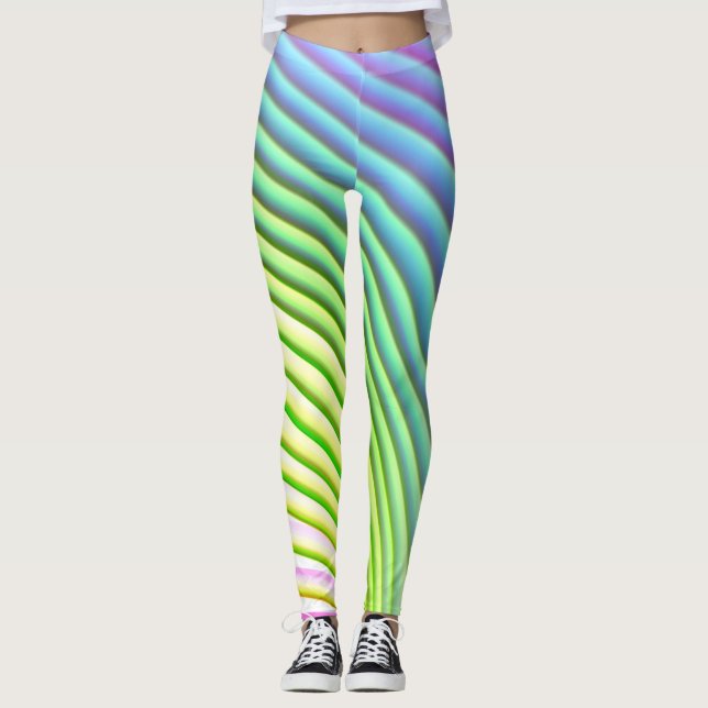 Candy Stripe Pastel Rainbow Happy Color Leggings (Vorderseite)