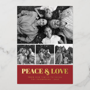 Candy Stripe Peace & Love Fotocollage Folien Feiertagskarte